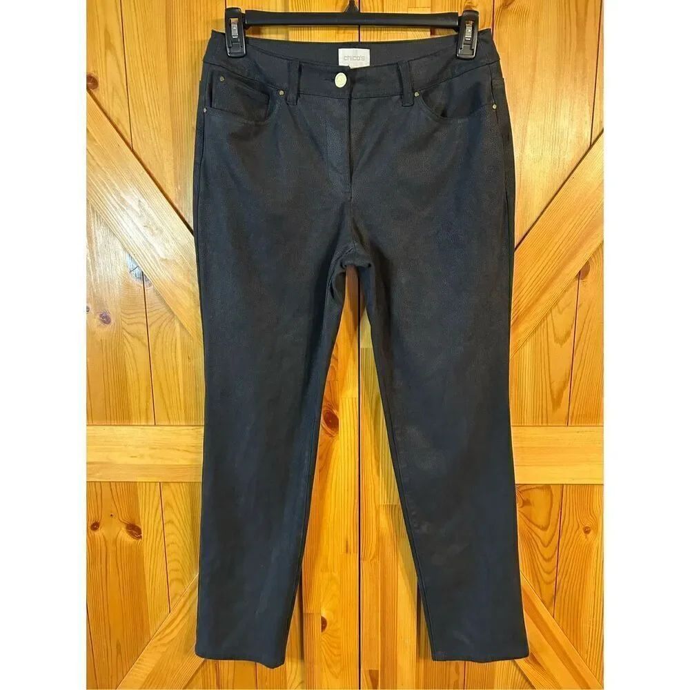Chicos Black Textured Jeans Womens Size 6 (0295)